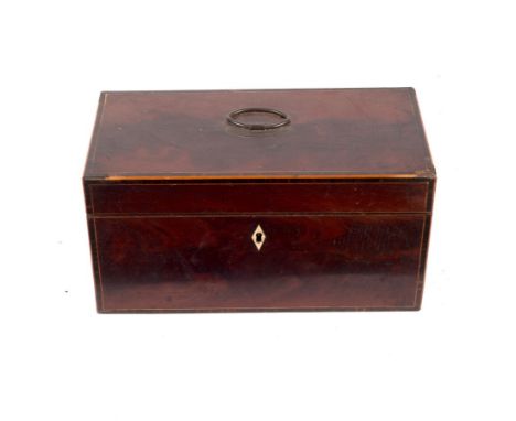 An early 19th Century mahogany tea caddy, 30.5cm wide