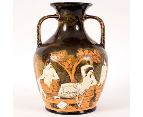A Samuel Alcock & Co. porcelain copy of the Portland vase in a terracotta colour way, circa 1840 monogrammed SA & Co., 26cm h