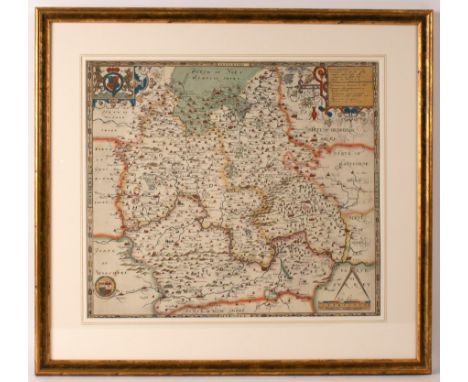 Christopher Saxton (1540-1610)/Oxfordshire, Berkshire and Buckinghamshire/colour print, 39.5cm x 46cm CONDITION REPORT: I hav