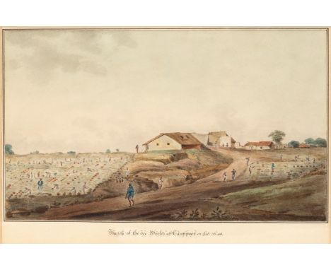 Charles George Nicholls (British fl. 1792-1818)/Sketch of the Tea Works in Caunpoor/View of part of the Fort of Mongheer/sign