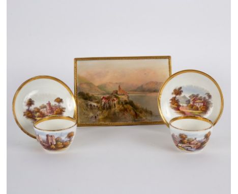 A late 19th Century English porcelain rectangular topographical plaque, painted a view of Locario Lago Maggiore, signed JH Pl
