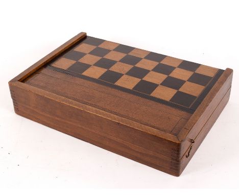 A late 19th Century games box inlaid for chess and backgammon, 51cm wide