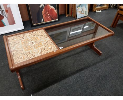 G-PLAN TILE AND GLASS TOP COFFEE TABLE 