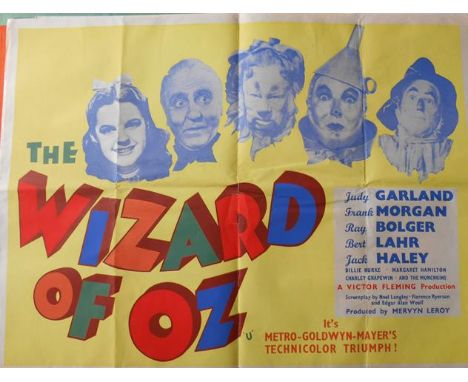 A 1959 original British quad poster of the film entitled 'The Wizard of Oz' - foldedCONDITION REPORTthree small central tears