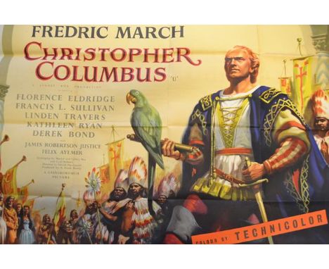 Christopher Columbus, starring Fredric March - British Quad film poster (75x102cm) with art by Eric Pulford, printed by Fredk