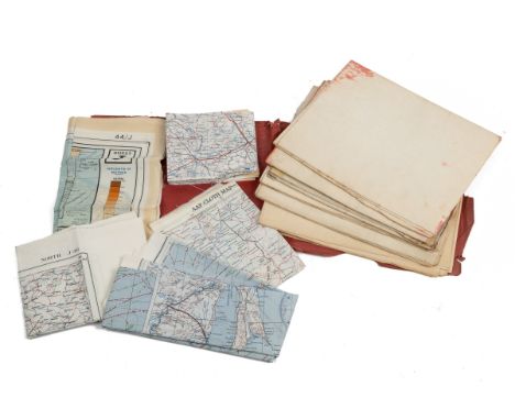 A collection of maps Five World War II period silk maps for the R.A.A.F; an A.A.F. cloth map in the Asiatic Series inscribed 