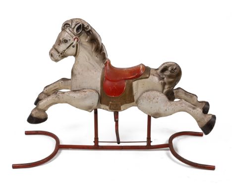 A Mobo range ride rocking horse Circa 1960s made in England by Sebel &amp; co, of painted tin105cm longgenerally good, some l