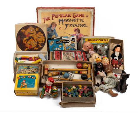 A collection of toys, games and jigsaws To include: The Popular Games of Fantastic Fishing; The New Game of Spinning Jenny; R