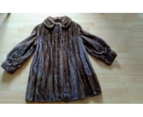 A vintage mink fur coat, long jacket length, 93 cm, S. Jaffa Furs Belfast, in good condition 