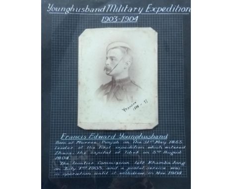 Signed photograph of Francis Edward Younghusband, dated 1886-7, letter signed by Col. Vickers, map and other ephemera related