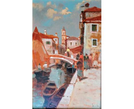 Indistinctly signed, CANALE VENEZIANO, oil on board, 39 x 25 cm and Frederic Louis Leve (French, b. 1877) , VERSAILLE LE TAPI