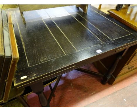 Vintage black topped draw leaf table