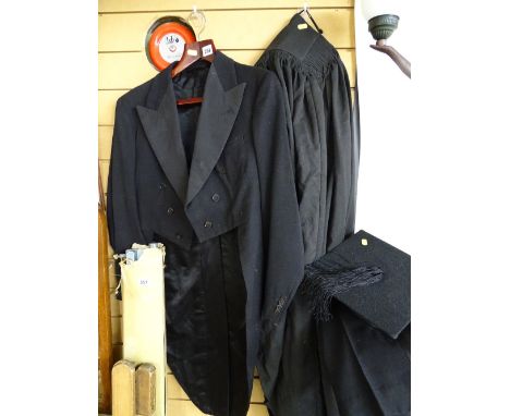 Black vintage tail suit and an Ede & Ravenscroft cap and gown