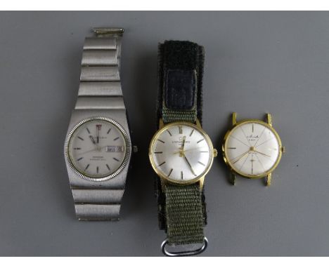 Gent's Omega Constellation Mega Quartz stainless steel wristwatch, an Eterna-Matic 1000 and an Aristo Incabloc with no strap