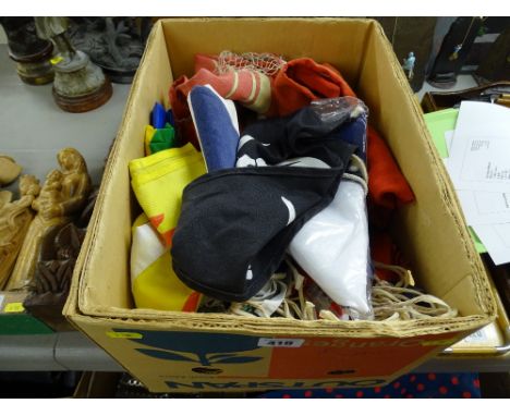 Box of vintage and later British and world flags