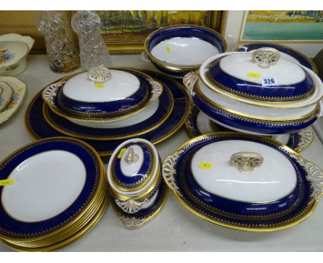 Cobalt and gilt decorated Spode china part dinner service
