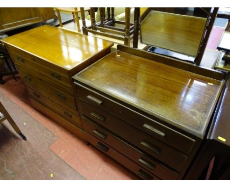 Three drawer wooden chest and a four drawer dressing table and mirror