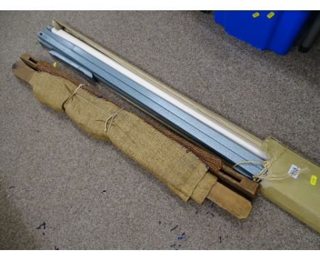 Vintage wooden woolwork stretcher with a boxed vintage cine-screen