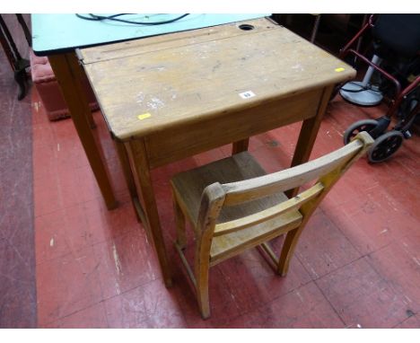 Vintage lift-up lid school desk and chair