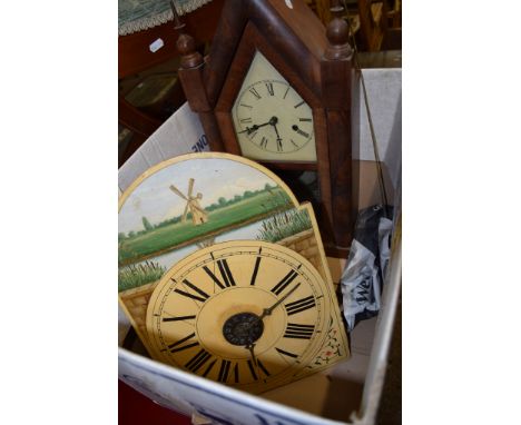 POSTMAN’S ALARM WALL CLOCK AND A FURTHER CATHEDRAL STYLE MANTEL CLOCK, 40 AND 50CM HIGH