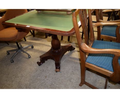 19TH CENTURY MAHOGANY FOLD-TOP CARD TABLE, 89CM WIDE