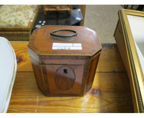 SMALL C19TH TEA CADDY MARQUETRY DECORATION&nbsp;