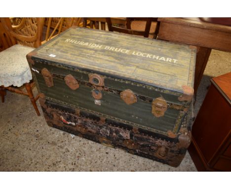 TWO VINTAGE SCHOOL TRUNKS