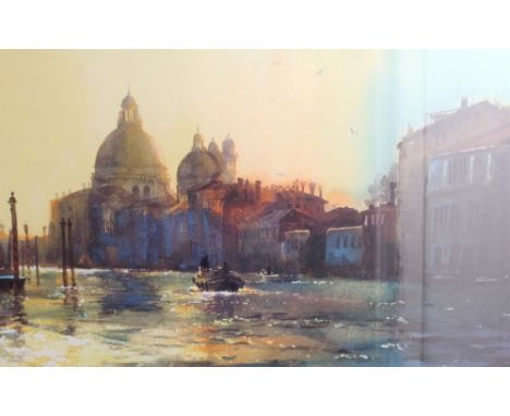After Cecil Rice (1961-) "Darkness and light, The Grand Canal" a Ltd edition silkscreen print, 6 of 300, 38cm x 57cm, gilt fr