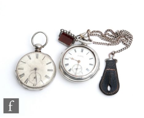 A hallmarked silver pair cased open faced key wind pocket watch, Roman numerals to a white enamelled dial, Chester 1907, with