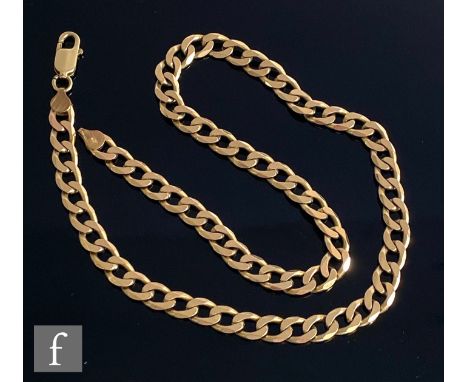 A 9ct hallmarked filed curb link chain terminating in lobster clasp, weight 37.5g, length 47cm. 