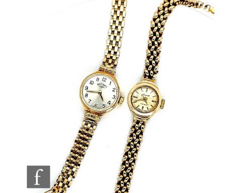 Two lady's 9ct hallmarked wrist watches, a Rotary example with Arabic numerals and a Accurist example with batons, each to a 