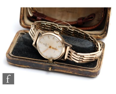 A mid 20th Century gentleman's Tudor manual wrist watch, Arabic numerals to a cream circular dial, case diameter 30mm, to a 9