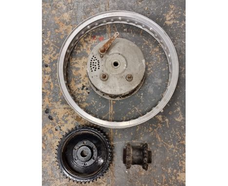 A BSA Gold Star 190mm front brake, 19" Dunlop rim, rear brake drum and hub 