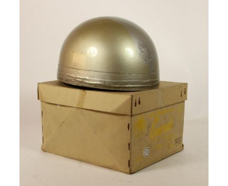 An Everoak model TT-ACU pudding basin helmet, in silver, size 7 1/4, purchased in 1961 from Jordans of Hull, one careful owne