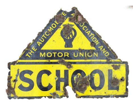 AA &amp; Motor Union School, a single sided vitreous enamel advertising sign, 52 x 66 cm 