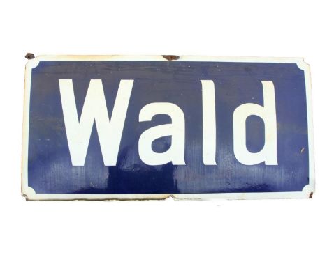 Wald, a single sided vitreous enamel German road sign, 60 x 120 cm 