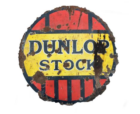 Dunlop Stock, a circular single sided vitreous advertising sign, diameter 60 cm 