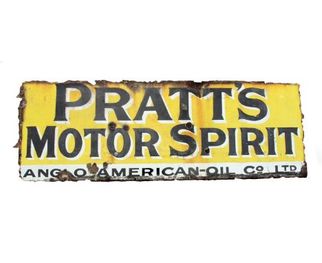 Pratt's Motor Spirit, a single sided vitreous enamel advertising sign, 45 x 130 cm