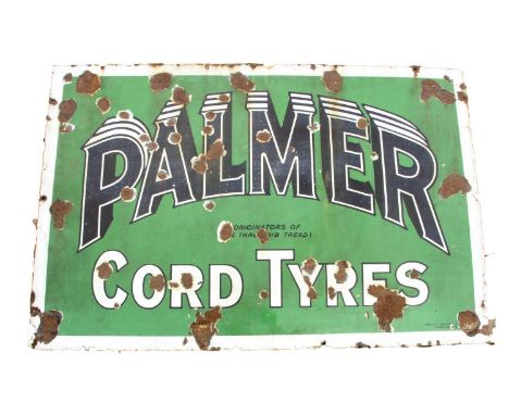 Palmer Cord Tyres, a single sided vitreous enamel advertising sign, 101 x 153 cm 