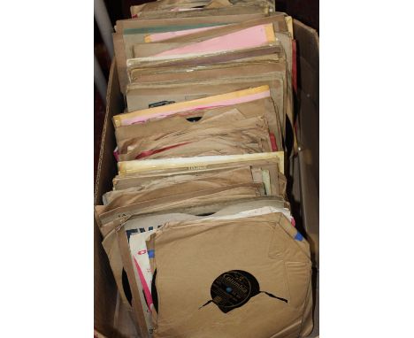 A box of vintage shellac records 