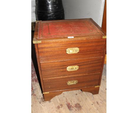 A vintage three draw unit with brass handles. h58cm. collection only 