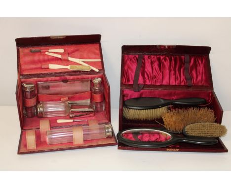 Two vintage cased vanity sets etc 