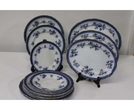 A box of blue &amp; white ceramic plates 
