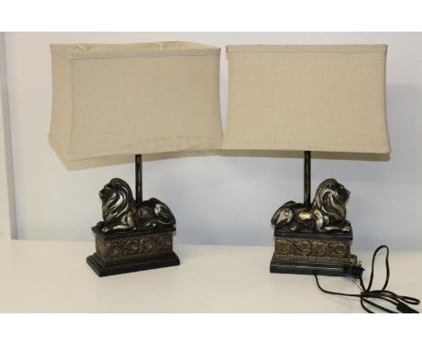 A pair of contemporary lamp bases &amp; shades 53 x 34 including shade. collection only 