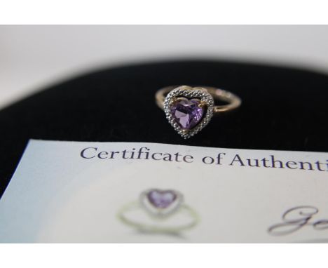 A 9ct white gold amethyst &amp; diamond ring 2.5 grams total 