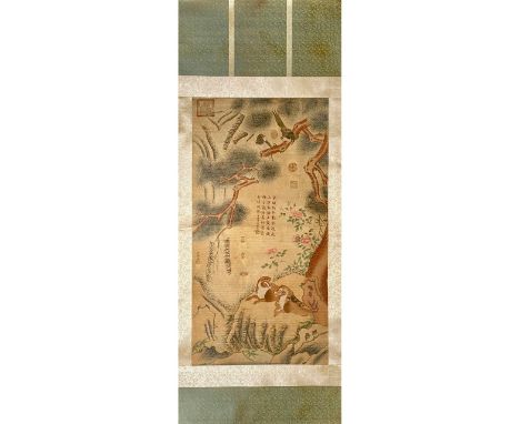 A nicely painted Chinese scroll. Good Condition.Size:2000mmx780mm; Provenance: London Art Gallery, previously in an old Belgi