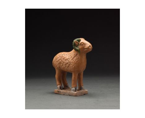 Ca. 1368-1644 AD. Chinese Ming Dynasty Ceramic Figure. A beautifully crafted ochre-coloured glazed terracotta ceramic figure 