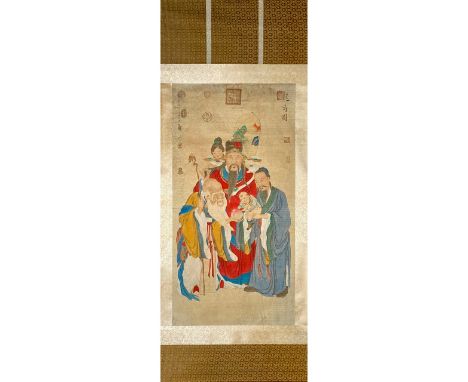 A nicely painted Chinese scroll. Good Condition.Size:2000mmx780mm; Provenance: London Art Gallery, previously in an old Belgi