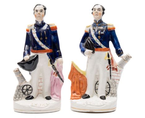 A pair of Staffordshire pottery portrait figures of Admiral Sir Dean Dundas and Admiral Sir John Charles Napier:, both modell