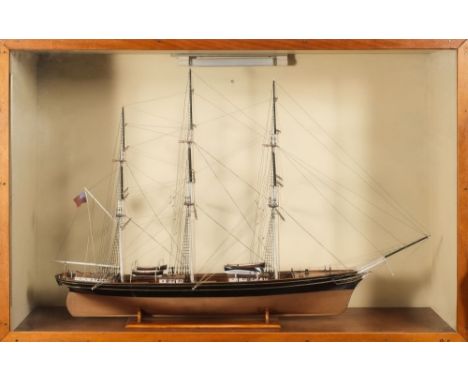 A good scratch built model of the Cutty Sark:, standing and running rigged with deadeyes overt simulated plank deck with fixt